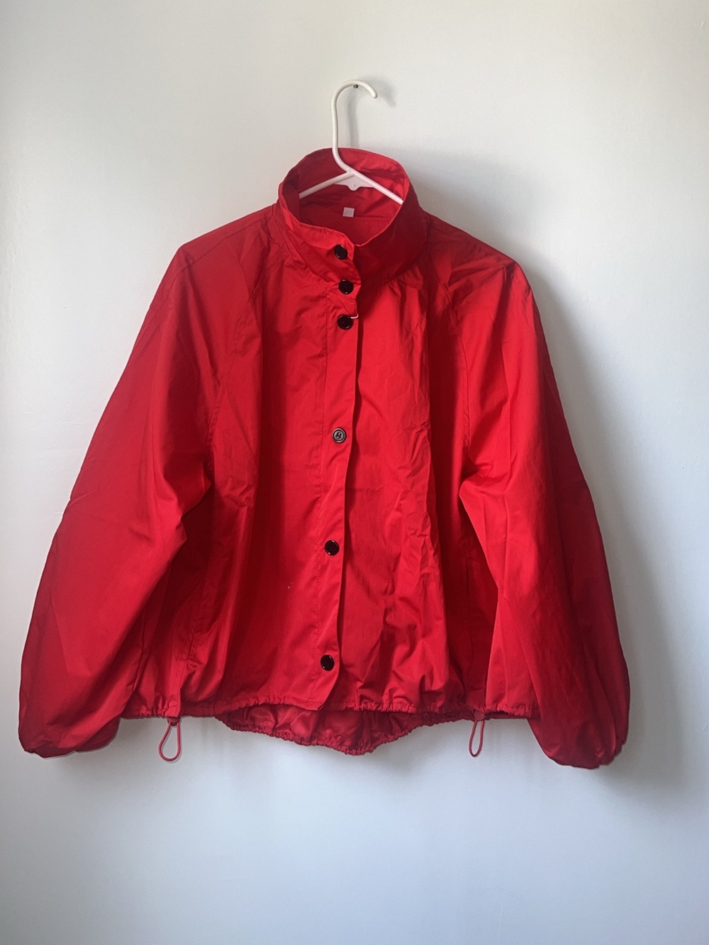 Viral Red Oversized Utility Windbreaker Button Front Jacket - Picture 2 of 13